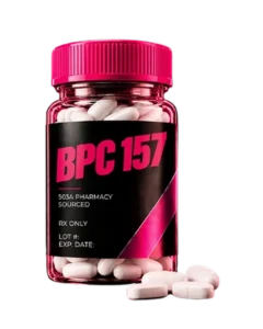 BPC-157 capsules in a Fit Club prescription bottle